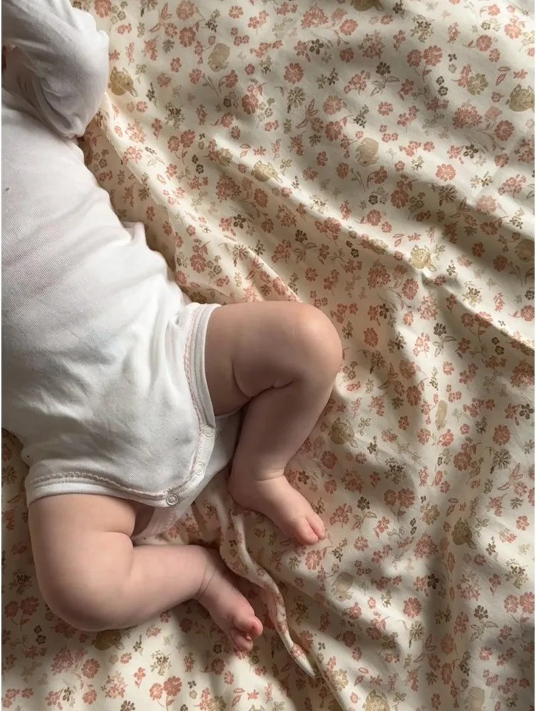 Lenjerie de pat pentru copii, bej din bumbac organic pentru pătuț 70x100 cm Augusta – Cam Cam Copenhagen