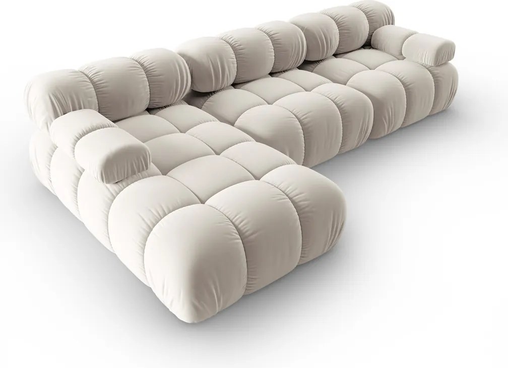 Coltar modular stanga 4 locuri, Bellis, Micadoni Home, BL, 282x155x70 cm, catifea, bej deschis