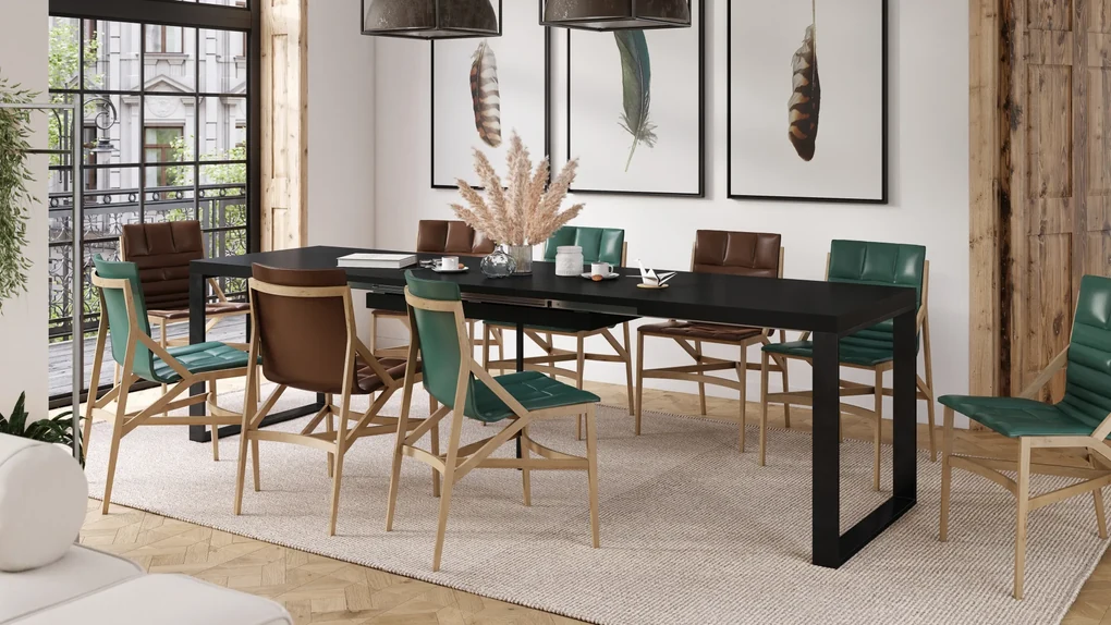 Mazzoni AVARI Negru Mat - MASĂ LOFT PENTRU LIVING/SUFRAGERIE EXTENSIBILĂ până LA 270 sau 290 cm!