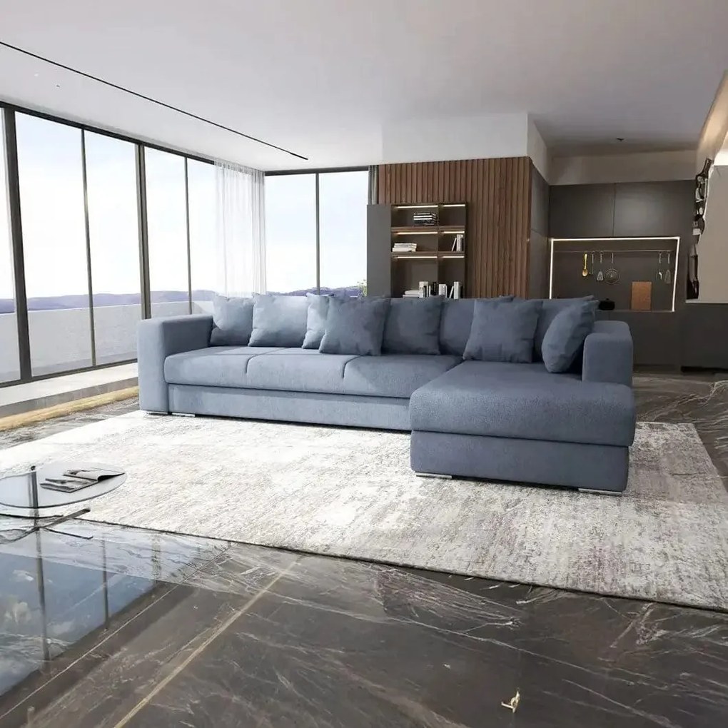 Colțar extensibil dumonde cu ladă de depozitare si sezut confortabil din spuma high-density, Gloria Enjoy Antracit II 320x183 cm