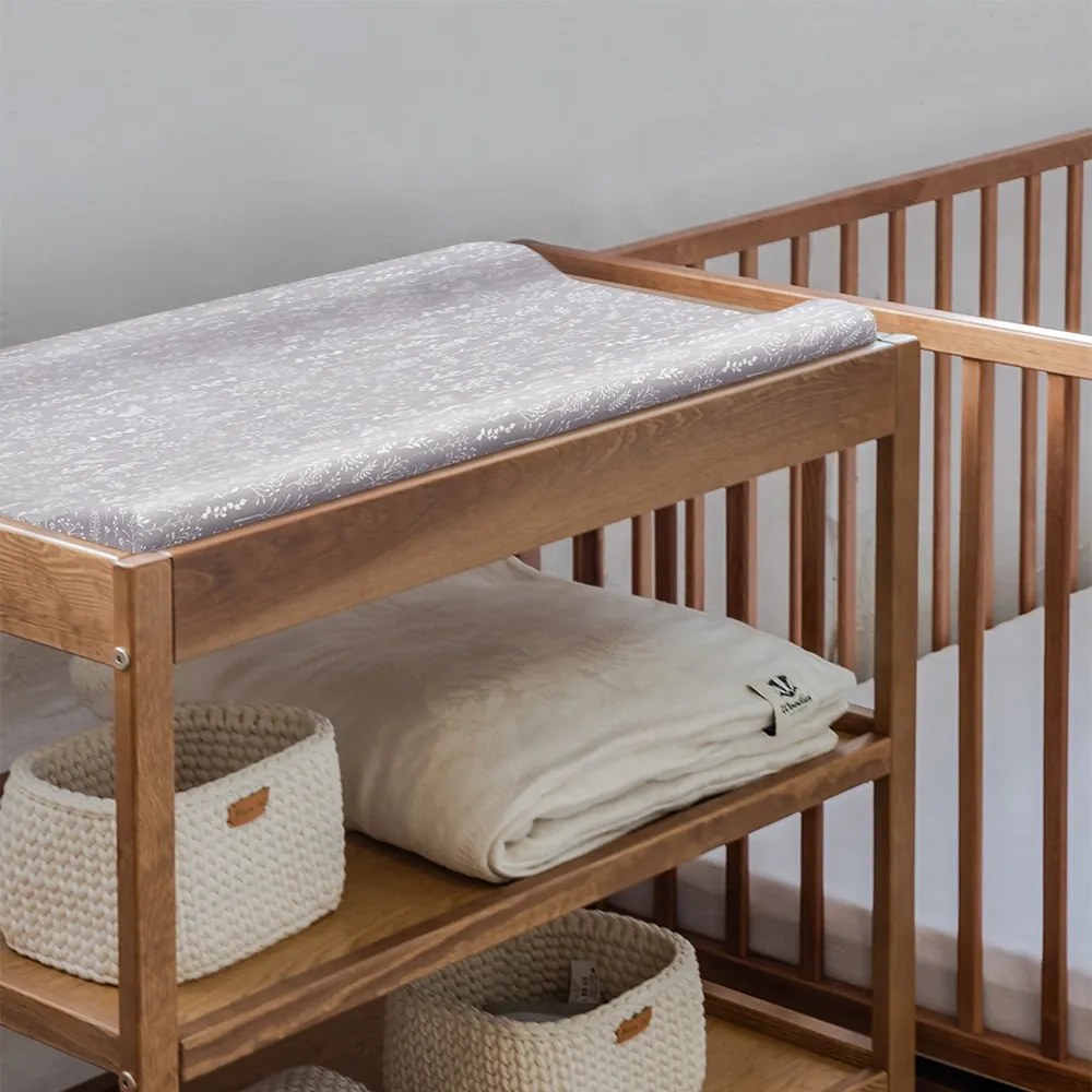 Saltea din spuma pentru masa de infasat din lemn, impermeabila cu margini de protectie, 70x40 cm Boho Dark by Woodies