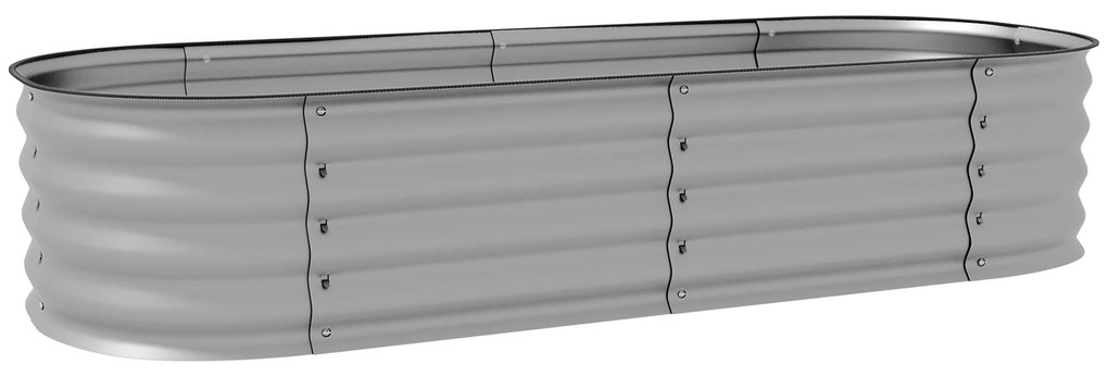 Outsunny Pat de flori pentru plante, pat de flori modular, margini protejate, design fara fund, 150 x 62 x 30 cm, Argintiu | Aosom Romania