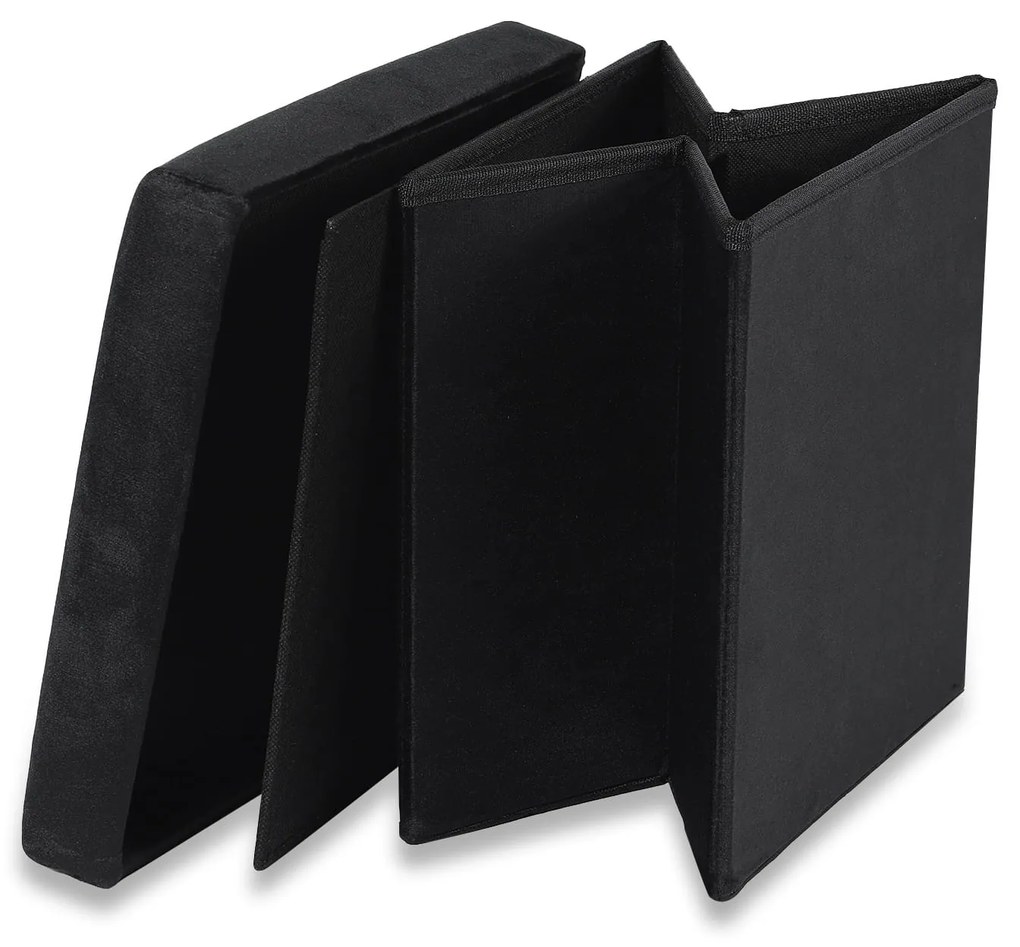 Taburet pliabil negru CUBEXO VELVET M