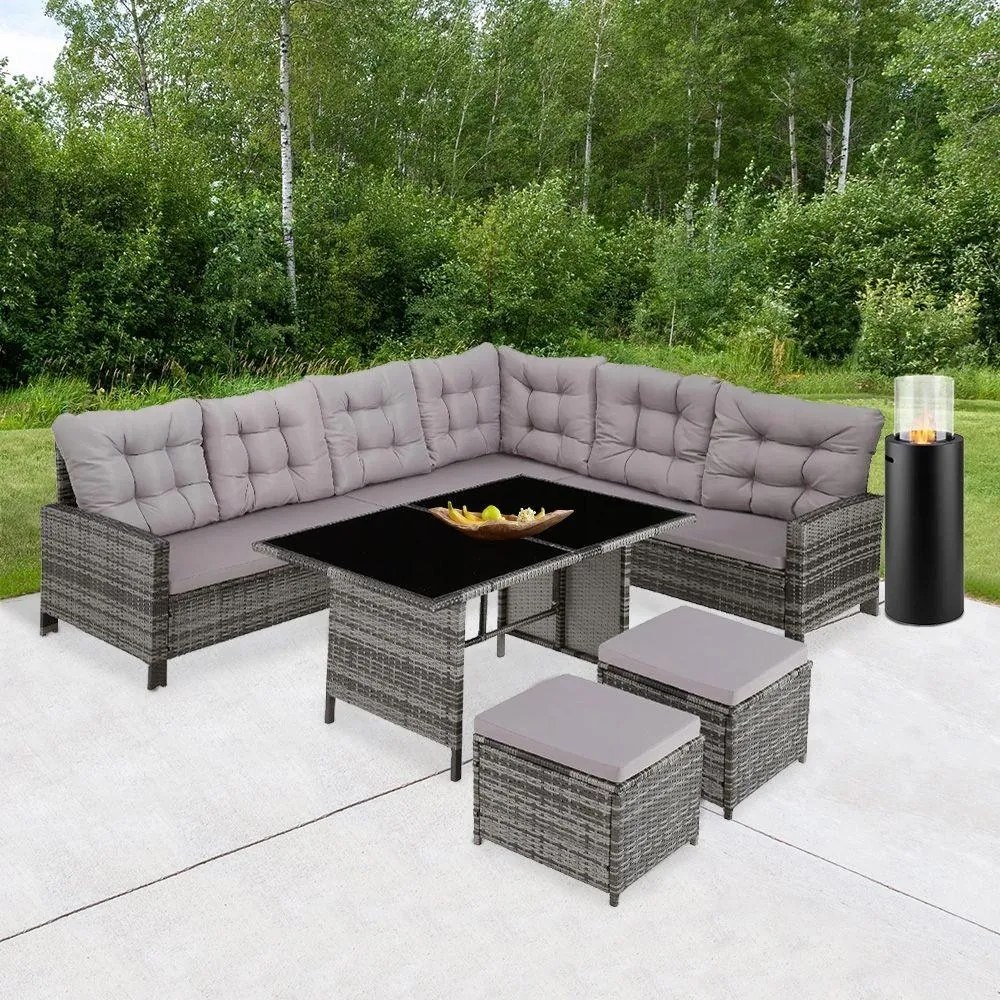 Set luxos mobilier de grădină din ratan Avenberg BARLETTA gri/gri deschis