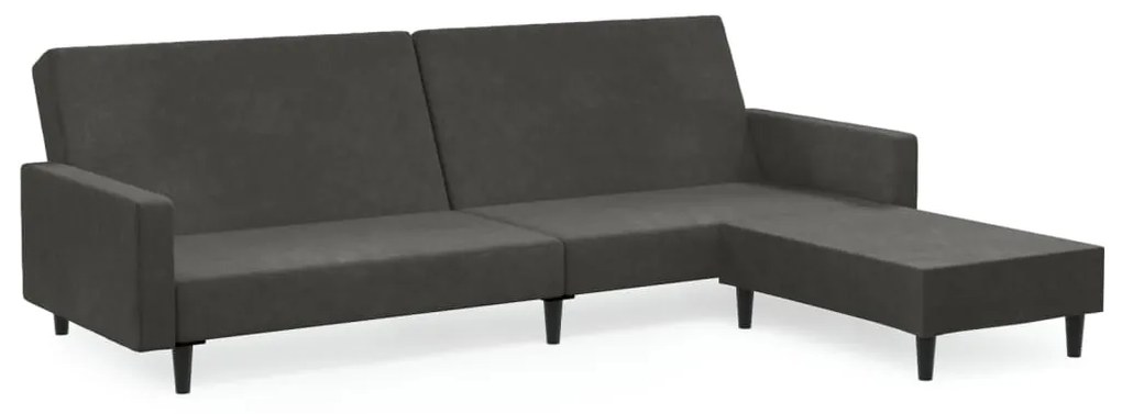 3080502 vidaXL Canapea extensibilă cu taburet, 2 locuri, gri închis, catifea
