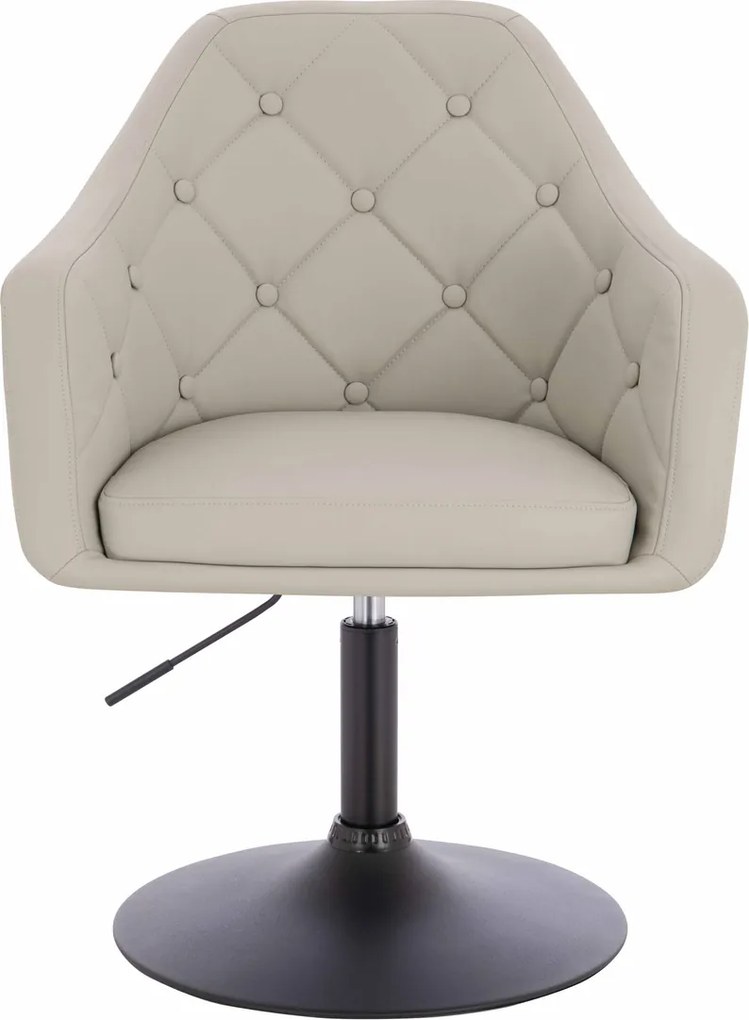 HR831N Scaun Ecru Piele Ecologica Premium Soft cu Bază Neagră