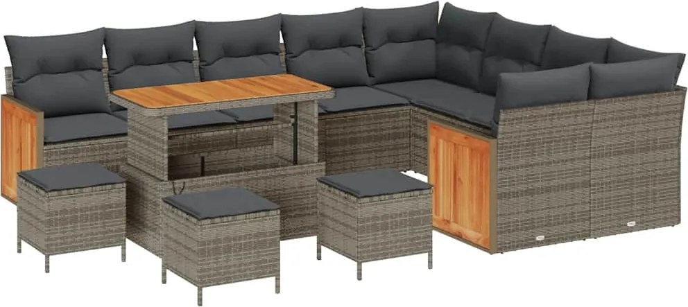vidaXL Set de canapele pentru grădină cu pernă 13 pcs Gri