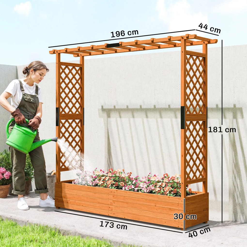 Outsunny Pat înalt cu spalier și acoperiș, pentru flori, fructe, legume, ierburi, 196 x 44 x 181 cm, lemn, Portocaliu | Aosom Romania