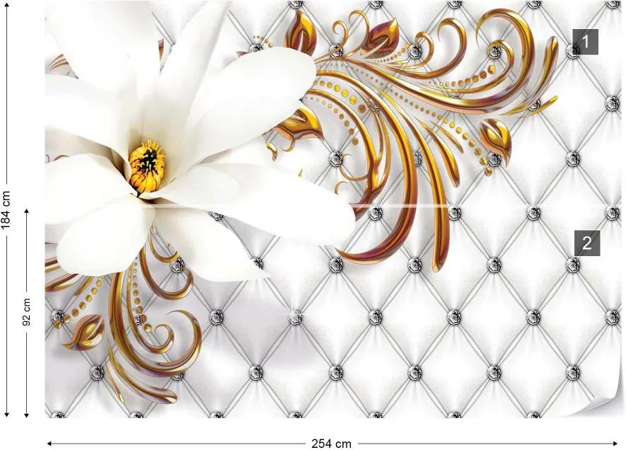 GLIX Fototapet - Luxury Flower And Swirl Vliesová tapeta  - 254x184 cm