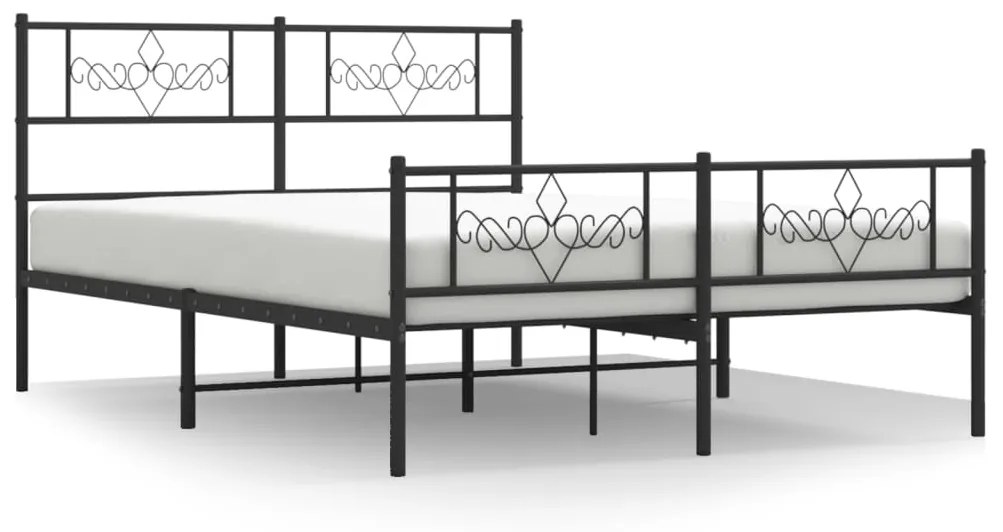 355286 vidaXL Cadru pat metalic cu tăblie de cap/picioare, negru, 140x200 cm