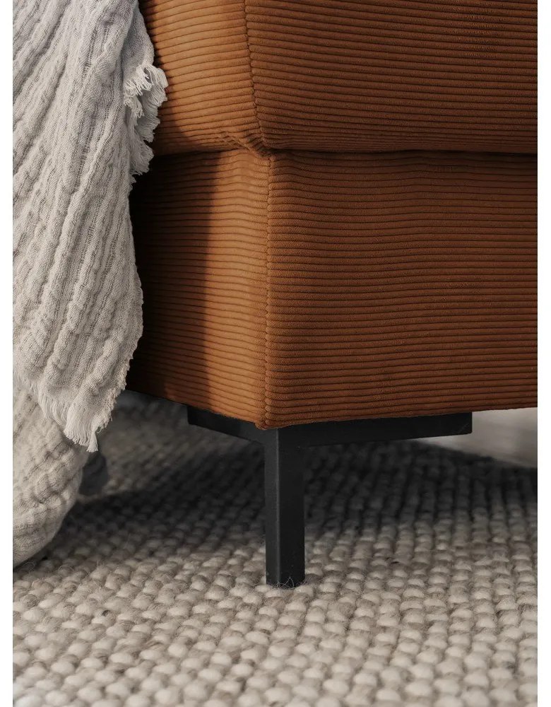 Colțar portocaliu/maro extensibil cu tapițerie din catifea reiată (cu colț pe partea stângă ) Lofty Lilly – Miuform