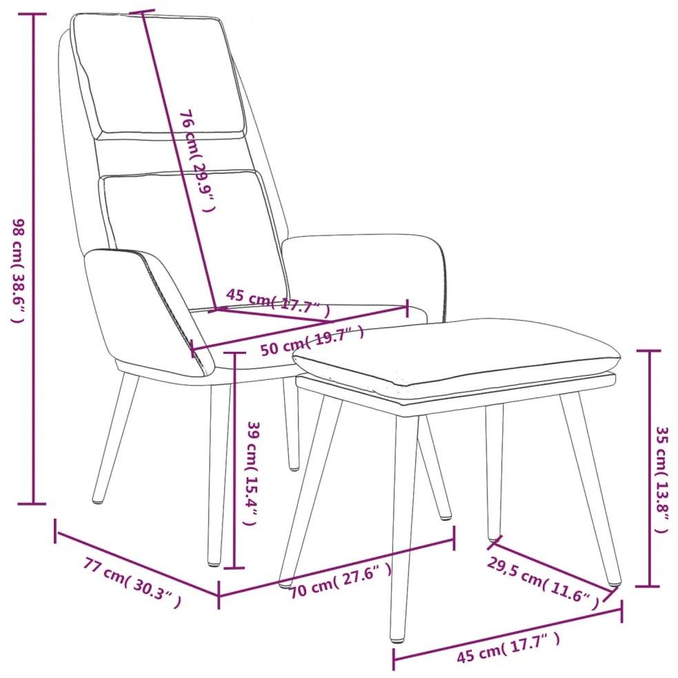 Scaun de relaxare cu taburet, maro, textil