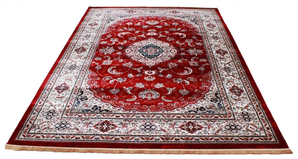 Covor clasic burgundia Isfahan 200x300 covor poliester mecanic pentru living sau dormitor