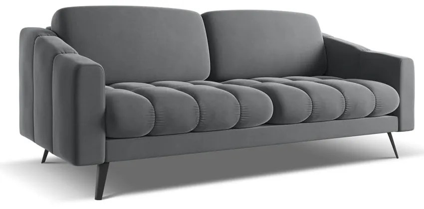 Canapea gri cu tapițerie din catifea 202 cm Nalu – Makamii