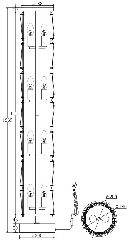 Lampadar, Lampa de podea design decorativ Puntes crom