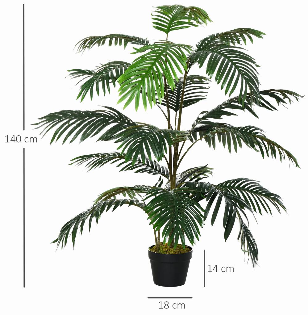 Planta decorativa din plastic, 20 frunze, 140cm, verde Outsunny | Aosom RO