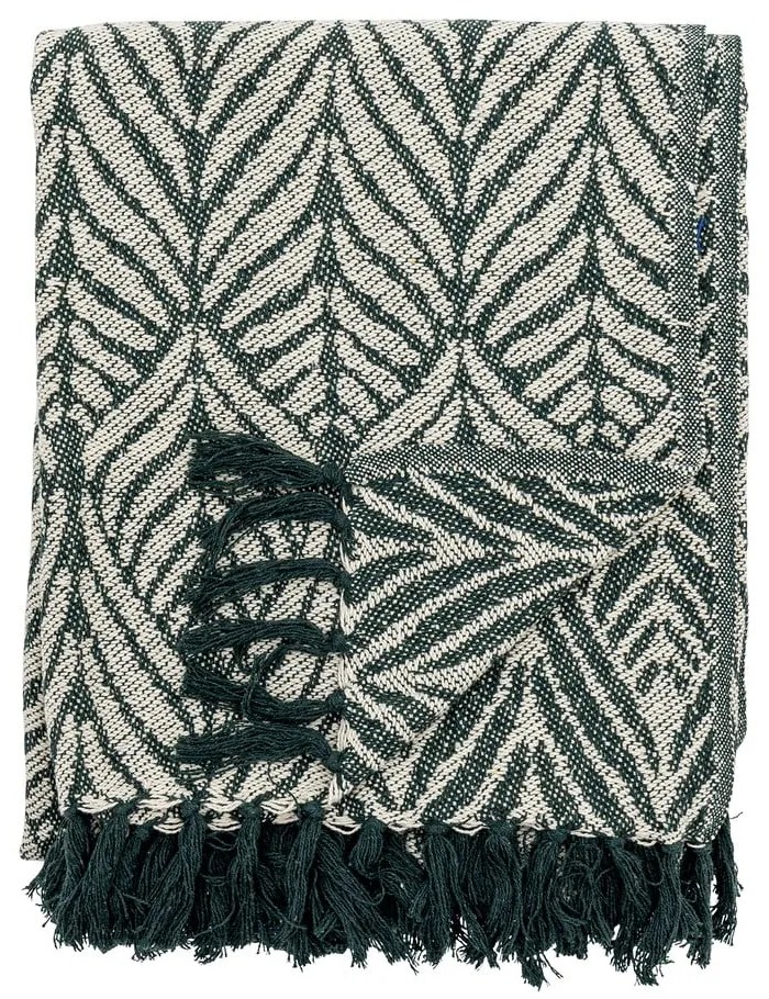 Pătură verde/bej din bumbac reciclat 130x160 cm Ugento – Bloomingville