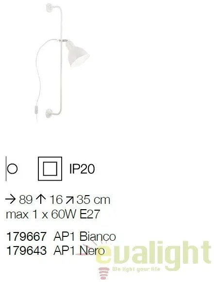 Aplica directionabila SHOWER AP1 NERO 179643