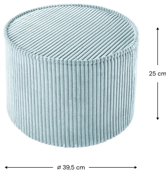 Puf de copii verde mentă cu tapițerie din catifea reiată – Wigiwama