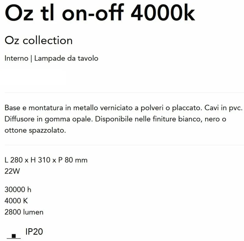Veioza LED stil minimalist Oz tl on-off 4000k alba