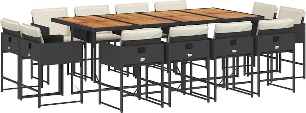 vidaXL Set mobilier de grădină cu perne, 13 piese, negru, poliratan