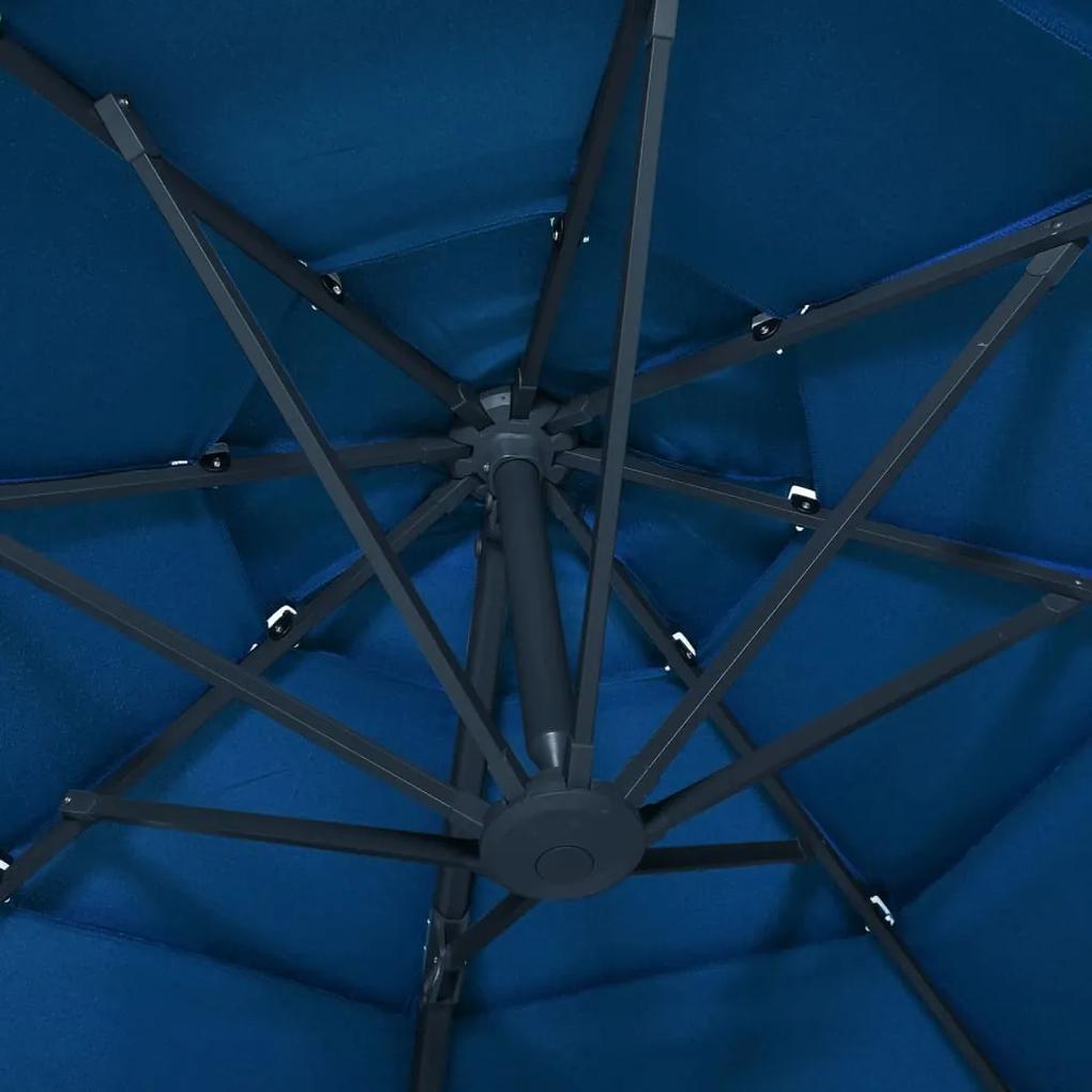 Umbrela de soare 4 niveluri, stalp de aluminiu, azuriu, 3x3 m azure blue