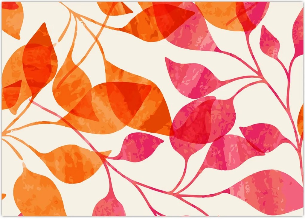 Tablou pe sticlă - Frunze portocalii (70x50 cm)