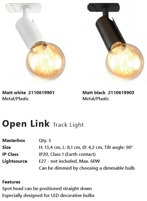 Accesoriu, Spot directionabil Open negru, pentru sina Nordlux Link
