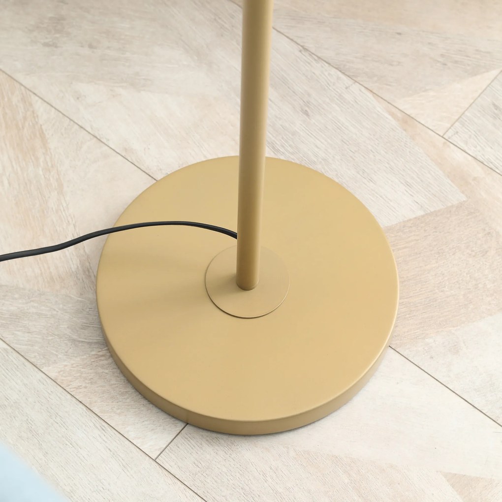 HOMCOM Lampadar design 40 W max. picior oțel dorat abajur material textil cremă dim. 25,5 x 25,5 x 157 cm auriu și bej | Aosom Romania