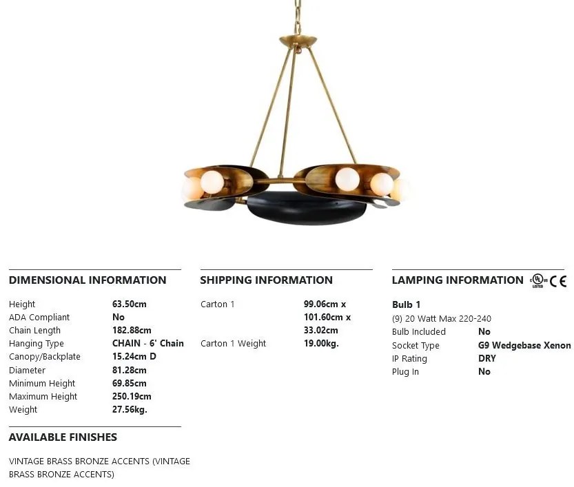 Candelabru LUX HOPPER, cu 9 surse de lumina