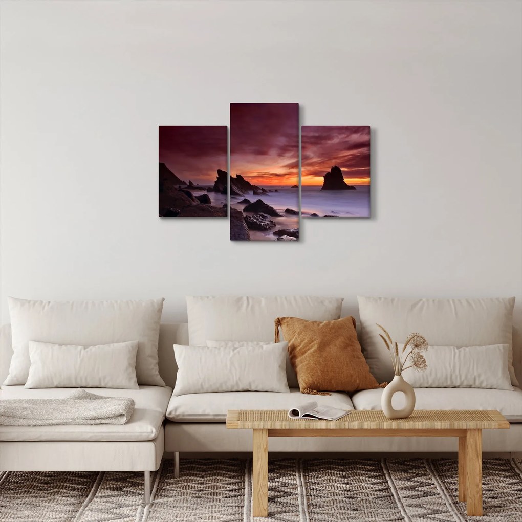 Tablou cu apus de soare pe mal (90x60 cm)