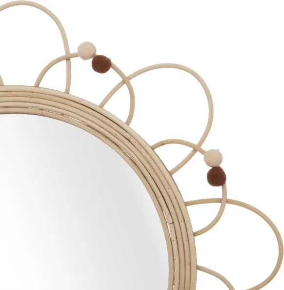 Atmosphera - Oglindă de perete pentru copii CAMPAIN, diam. 38 cm, din ratan