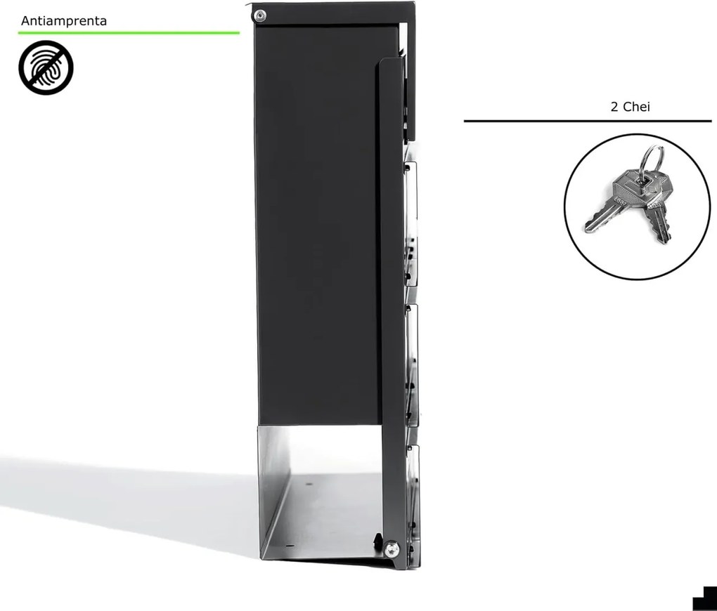 CPG7 - Cutie postala personalizata, cutie de scrisori, metalica, stil industrial - Gri Antracit