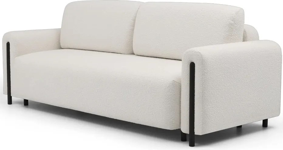 Canapea fildeș extensibilă/cu spațiu de depozitare cu tapițerie din țesătură bouclé 244 cm Arcadova – ELTAP