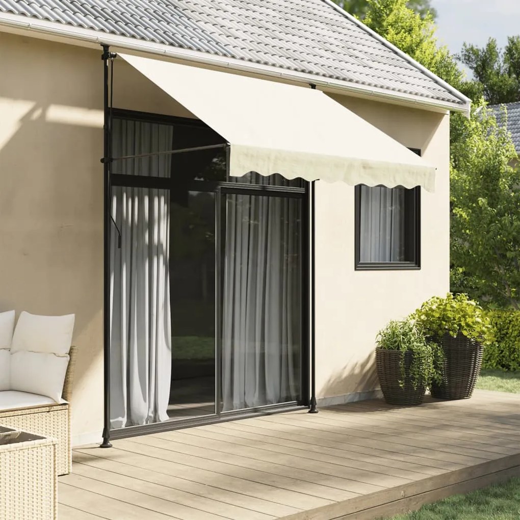 vidaXL Copertină retractabilă, crem, 200x115 cm, țesătură și oțel
