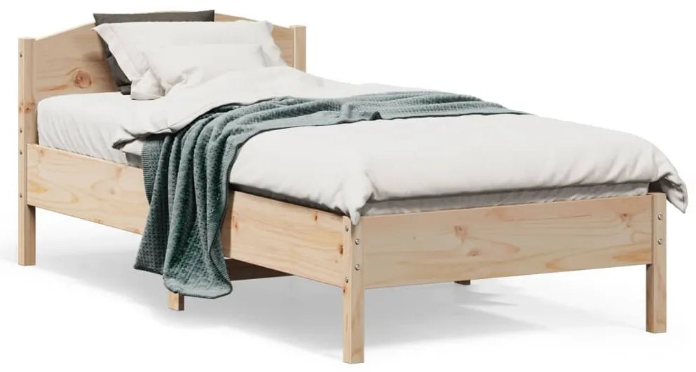 vidaXL Cadru de pat fără saltea, 75x190 cm, lemn masiv de pin