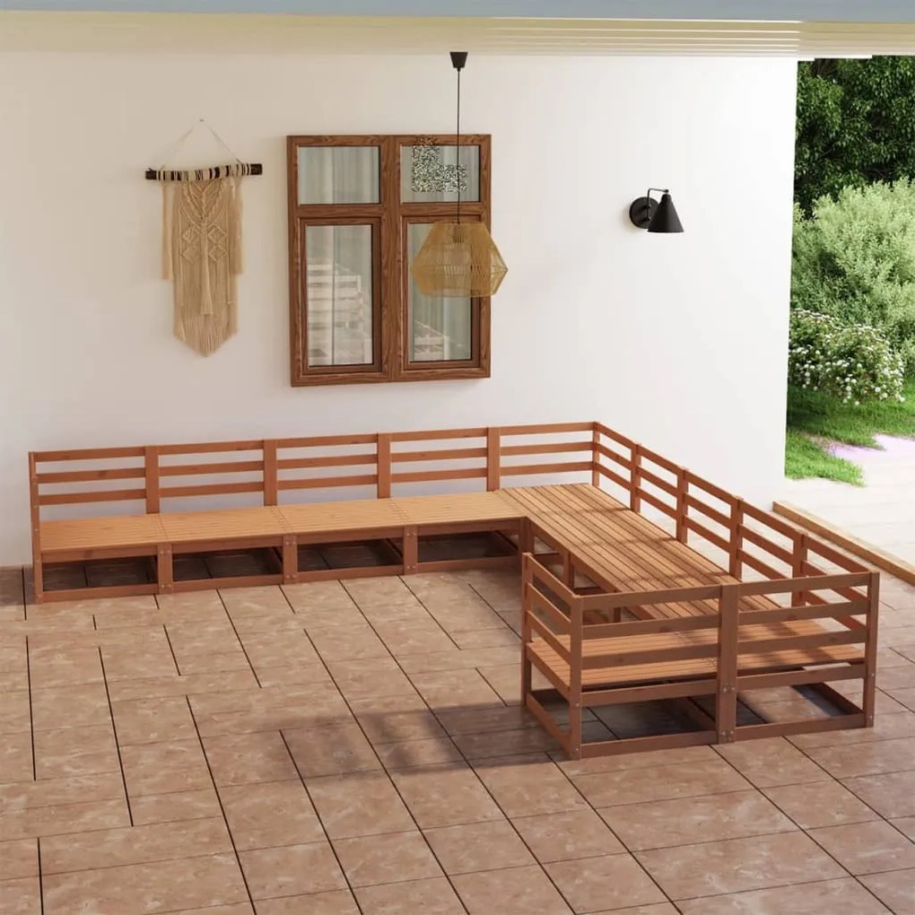 vidaXL Set mobilier de grădină, 10 piese, lemn masiv de pin