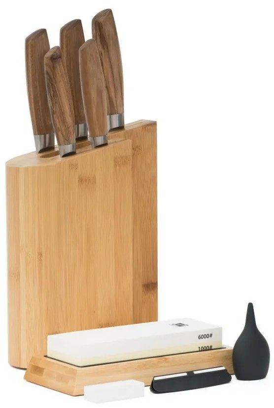 Bloc pentru cuțite G21 Gourmet, din bambus, pentru5 cuțite