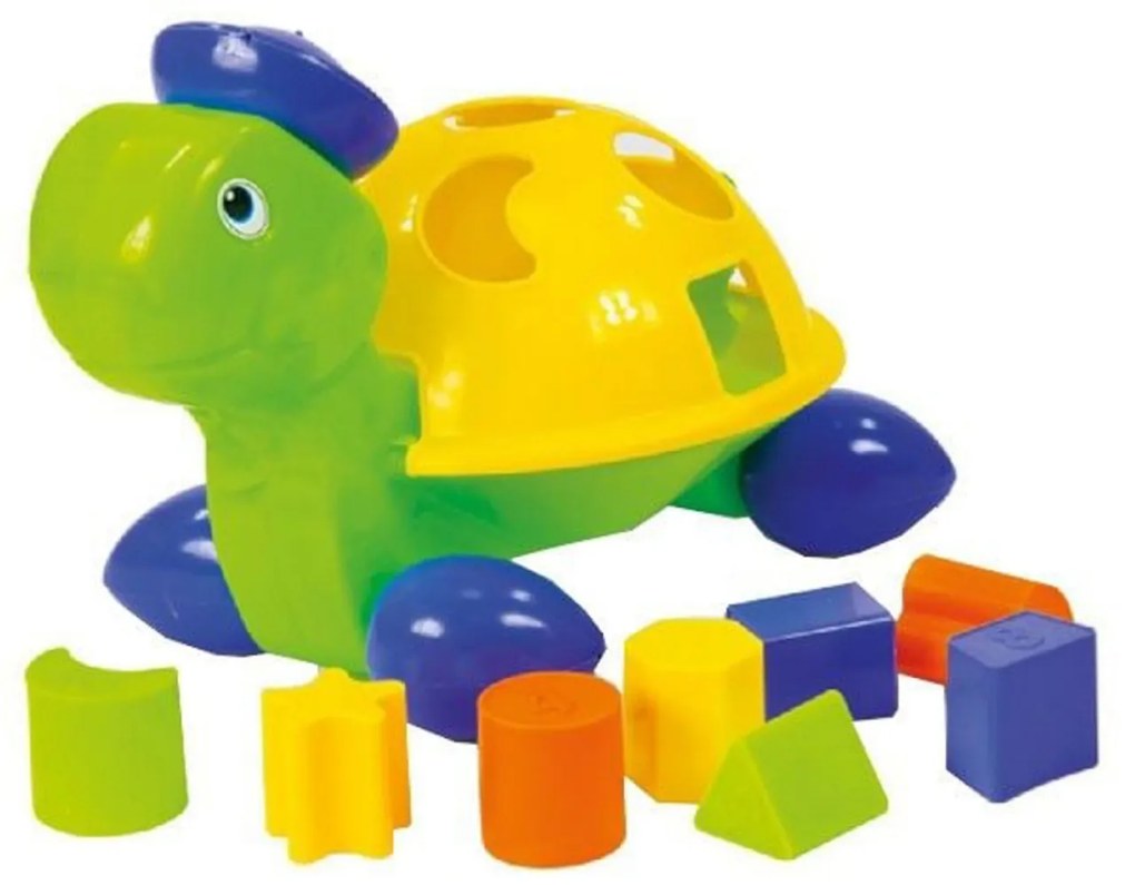Jucarie sortator pentru copii si bebelusi NOVOKIDS™ Happy Turtle ,pentru camera si baie , dimensiuni 26x16x17 cm cm, jucarie interactiva, Multicolor