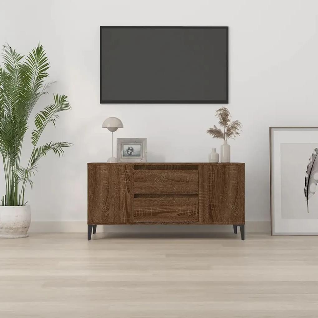 Comoda TV, stejar maro, 102x44,5x50 cm, lemn prelucrat 1, Stejar brun