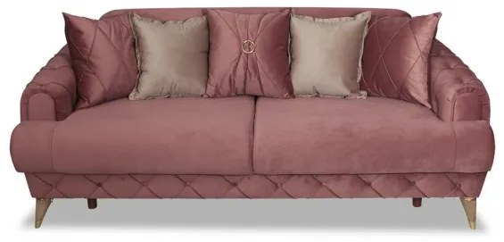 Canapea Extensibila Glamour Cu 3 Locuri, Roz, 220 X 94 X 86 Cm