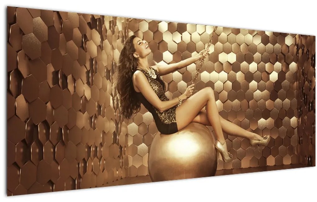Tablou - Femeia în încăperea de aur (120x50 cm)