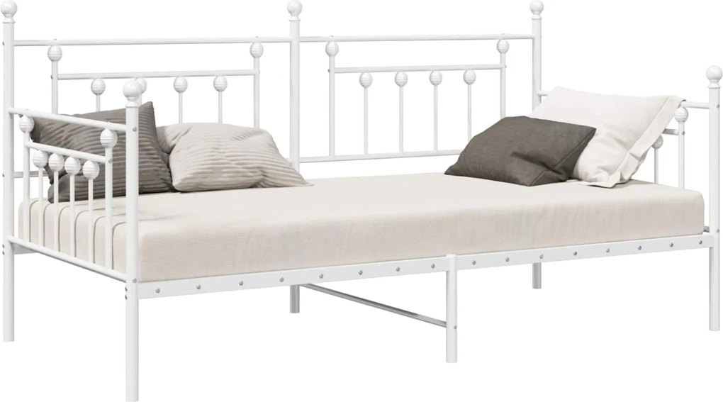 vidaXL Cadru de pat de zi Alb 90 x 200 cm Oțel