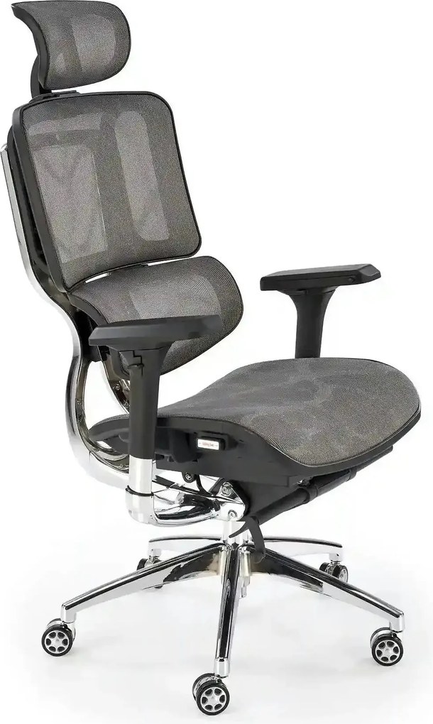 Scaun birou ETHAN, gri, plasa/metal, 72x70x130/139 cm
