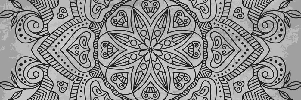 Tablou Mandala cu atingere antică în design alb-negru