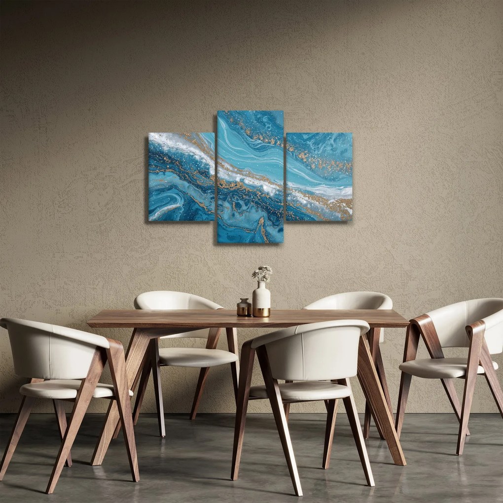 Tablou - Marmură bleu cu aur I. (90x60 cm)