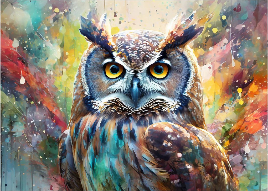 Tablou pe sticlă - Pictură de o bufniță (70x50 cm)