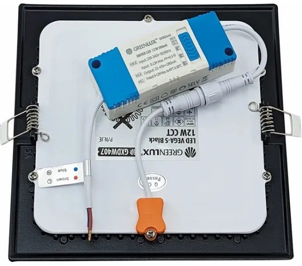 Corp de iluminat LED încastrat VEGA LED/12W/230V 2900/3900/5800K 17,5x17,5 cm negru