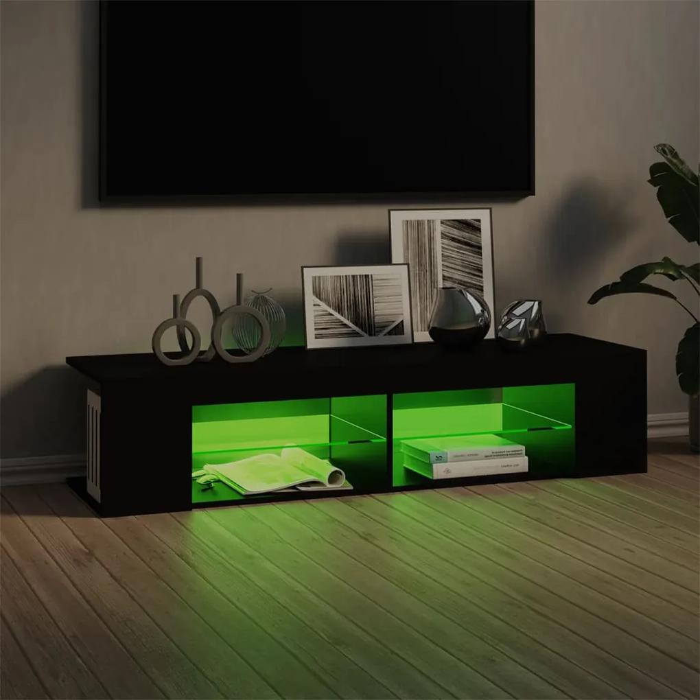 Comoda TV cu lumini LED, negru, 135x39x30 cm 1, Negru