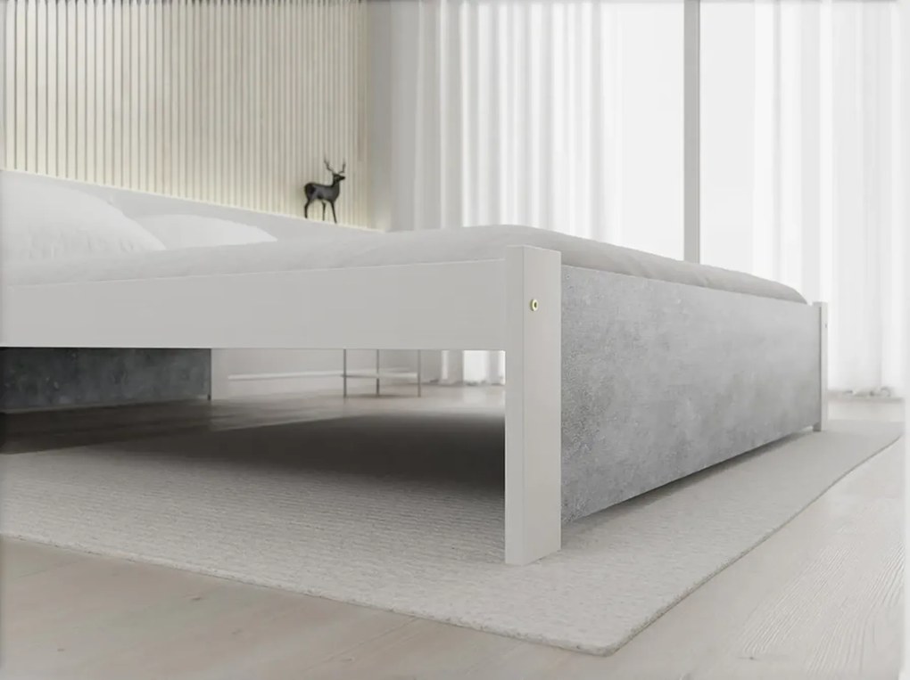 Pat IKAROS 140 x 200 cm, beton/alba Saltele: Cu saltele Coco Maxi 20 cm, Somiera pat: Cu lamele drepte